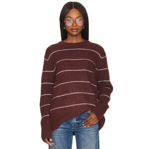 PISTOLA Ivy Pullover Sweater Terra Stripe Maroon Oversized Long Sleeve Women's S